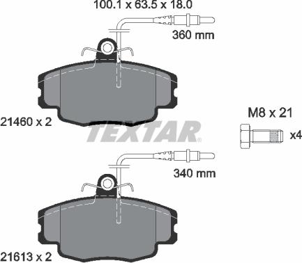 Textar 2146002 - Комплект спирачно феродо, дискови спирачки vvparts.bg