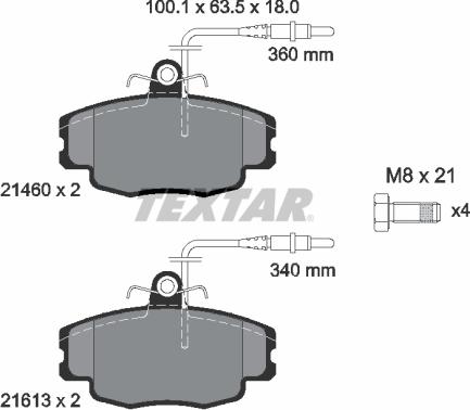 Textar 89011100 - Спирачен комплект, дискови спирачки vvparts.bg