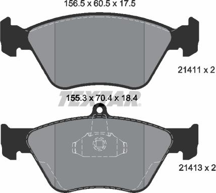 Textar 2141101 - Комплект спирачно феродо, дискови спирачки vvparts.bg