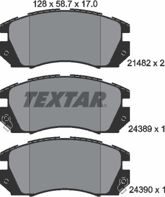 Textar 2148202 - Комплект спирачно феродо, дискови спирачки vvparts.bg