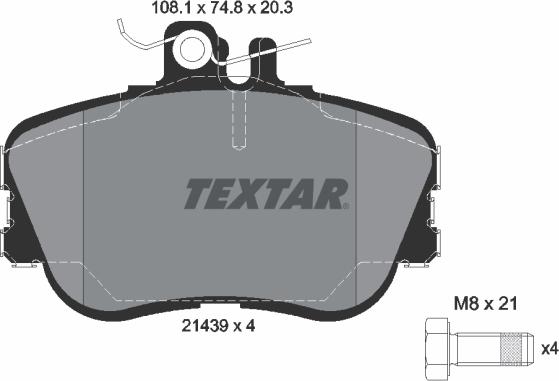 Textar 2143905 - Комплект спирачно феродо, дискови спирачки vvparts.bg