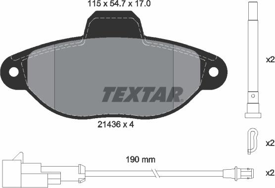 Textar 2143609 - Комплект спирачно феродо, дискови спирачки vvparts.bg