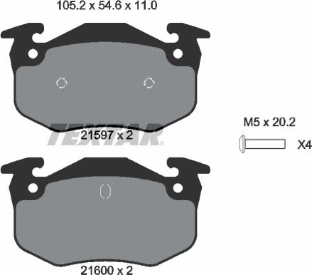 Textar 2159701 - Комплект спирачно феродо, дискови спирачки vvparts.bg