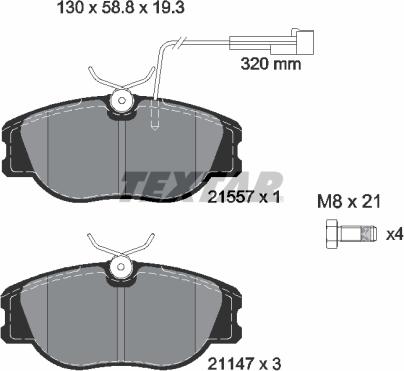 Textar 2155704 - Комплект спирачно феродо, дискови спирачки vvparts.bg