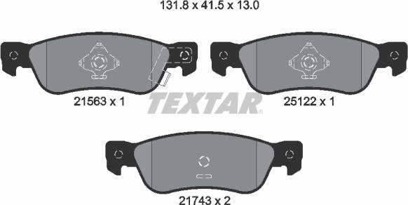 Textar 2156301 - Комплект спирачно феродо, дискови спирачки vvparts.bg