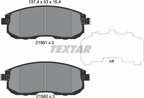 Textar 2156203 - Комплект спирачно феродо, дискови спирачки vvparts.bg