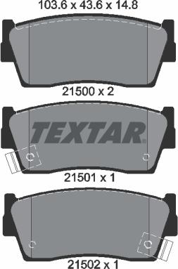 Textar 2150001 - Комплект спирачно феродо, дискови спирачки vvparts.bg