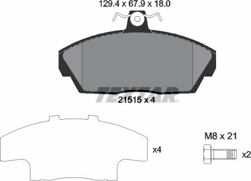 Textar 2151504 - Комплект спирачно феродо, дискови спирачки vvparts.bg