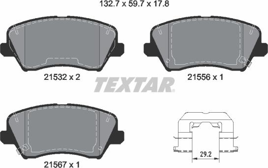 Textar 2153201 - Комплект спирачно феродо, дискови спирачки vvparts.bg