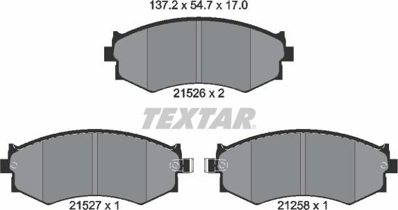 Textar 2152601 - Комплект спирачно феродо, дискови спирачки vvparts.bg