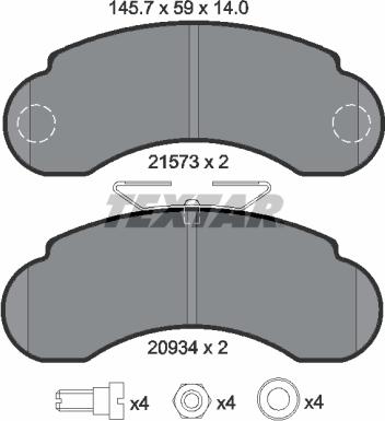 Textar 2157302 - Комплект спирачно феродо, дискови спирачки vvparts.bg