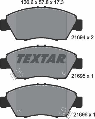 Textar 2169401 - Комплект спирачно феродо, дискови спирачки vvparts.bg