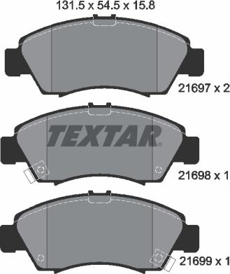 Textar 2169701 - Комплект спирачно феродо, дискови спирачки vvparts.bg