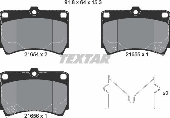 Textar 2165404 - Комплект спирачно феродо, дискови спирачки vvparts.bg