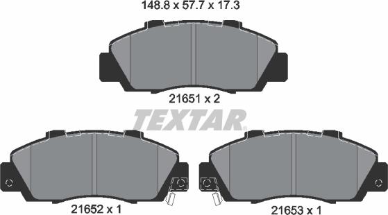 Textar 2165101 - Комплект спирачно феродо, дискови спирачки vvparts.bg