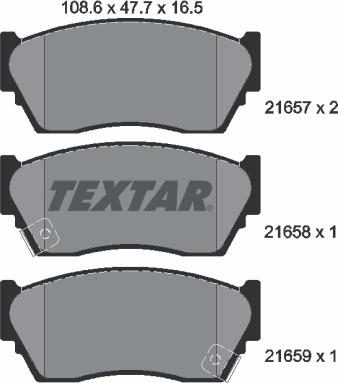 Textar 2165701 - Комплект спирачно феродо, дискови спирачки vvparts.bg