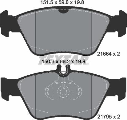 Textar 2166404 - Комплект спирачно феродо, дискови спирачки vvparts.bg