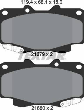 Textar 2168001 - Комплект спирачно феродо, дискови спирачки vvparts.bg