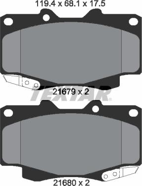 Textar 2168003 - Комплект спирачно феродо, дискови спирачки vvparts.bg
