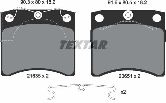 Textar 2163501 - Комплект спирачно феродо, дискови спирачки vvparts.bg