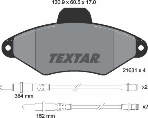 Textar 2163102 - Комплект спирачно феродо, дискови спирачки vvparts.bg