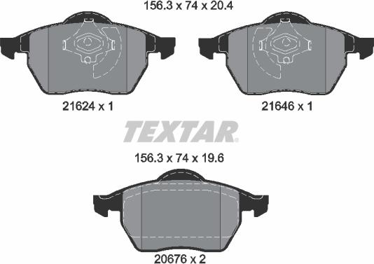 Textar 2162402 - Комплект спирачно феродо, дискови спирачки vvparts.bg