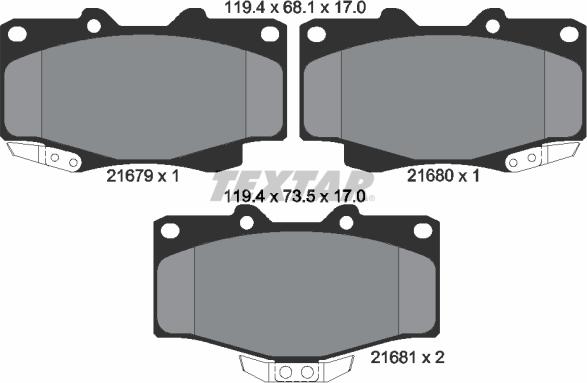 Textar 2167907 - Комплект спирачно феродо, дискови спирачки vvparts.bg