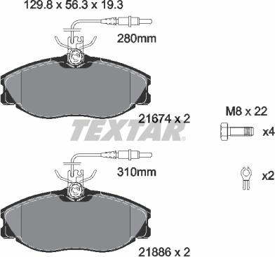 Textar 2167403 - Комплект спирачно феродо, дискови спирачки vvparts.bg