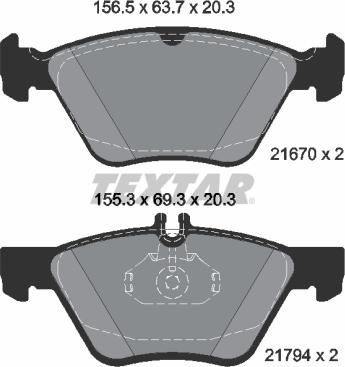 Textar 2167081 - Комплект спирачно феродо, дискови спирачки vvparts.bg