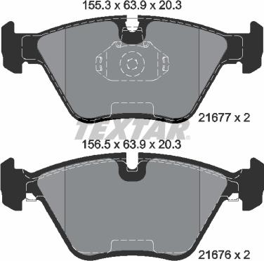 Textar 2167703 - Комплект спирачно феродо, дискови спирачки vvparts.bg