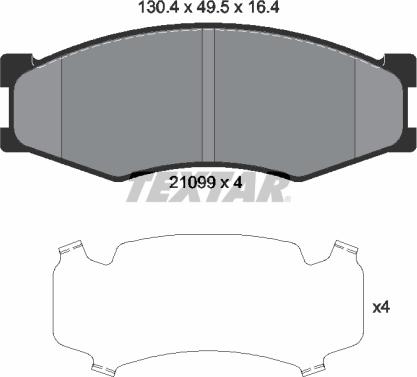 Textar 2109901 - Комплект спирачно феродо, дискови спирачки vvparts.bg