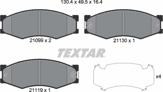 Textar 2109902 - Комплект спирачно феродо, дискови спирачки vvparts.bg