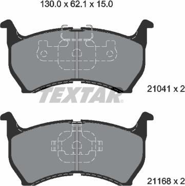 Textar 2104102 - Комплект спирачно феродо, дискови спирачки vvparts.bg