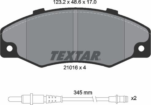 Textar 2101602 - Комплект спирачно феродо, дискови спирачки vvparts.bg