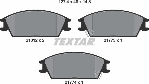 Textar 2101202 - Комплект спирачно феродо, дискови спирачки vvparts.bg