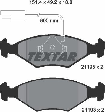 Textar 2119501 - Комплект спирачно феродо, дискови спирачки vvparts.bg