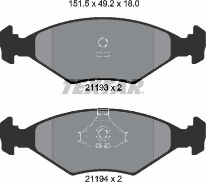 Textar 2119301 - Комплект спирачно феродо, дискови спирачки vvparts.bg