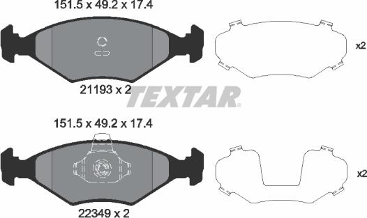 Textar 2119303 - Комплект спирачно феродо, дискови спирачки vvparts.bg