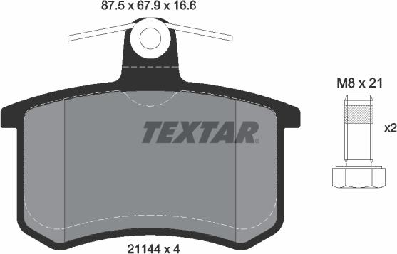 Textar 2114401 - Комплект спирачно феродо, дискови спирачки vvparts.bg