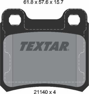 Textar 2114001 - Комплект спирачно феродо, дискови спирачки vvparts.bg