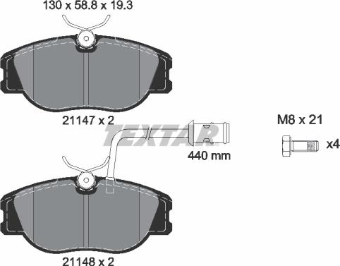 Textar 2114703 - Комплект спирачно феродо, дискови спирачки vvparts.bg