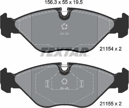 Textar 2115402 - Комплект спирачно феродо, дискови спирачки vvparts.bg