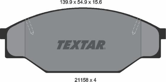 Textar 2115801 - Комплект спирачно феродо, дискови спирачки vvparts.bg