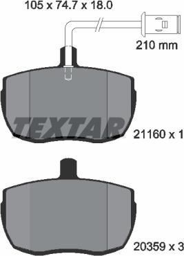 Textar 2116002 - Комплект спирачно феродо, дискови спирачки vvparts.bg
