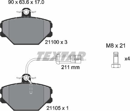 Textar 2110005 - Комплект спирачно феродо, дискови спирачки vvparts.bg