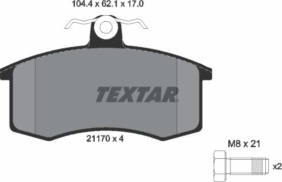 Textar 2117002 - Комплект спирачно феродо, дискови спирачки vvparts.bg