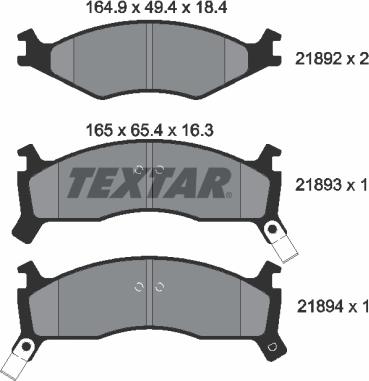 Textar 2189202 - Комплект спирачно феродо, дискови спирачки vvparts.bg