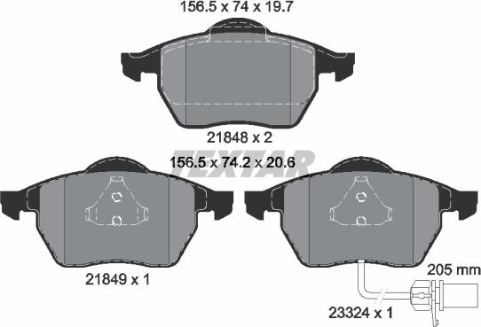 Textar 2184903 - Комплект спирачно феродо, дискови спирачки vvparts.bg