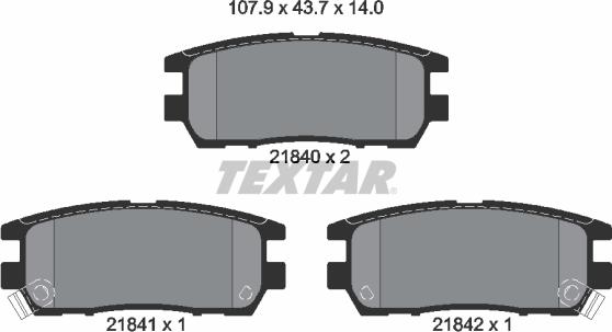 Textar 2184002 - Комплект спирачно феродо, дискови спирачки vvparts.bg
