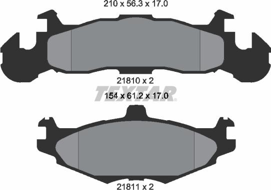 Textar 2181001 - Комплект спирачно феродо, дискови спирачки vvparts.bg